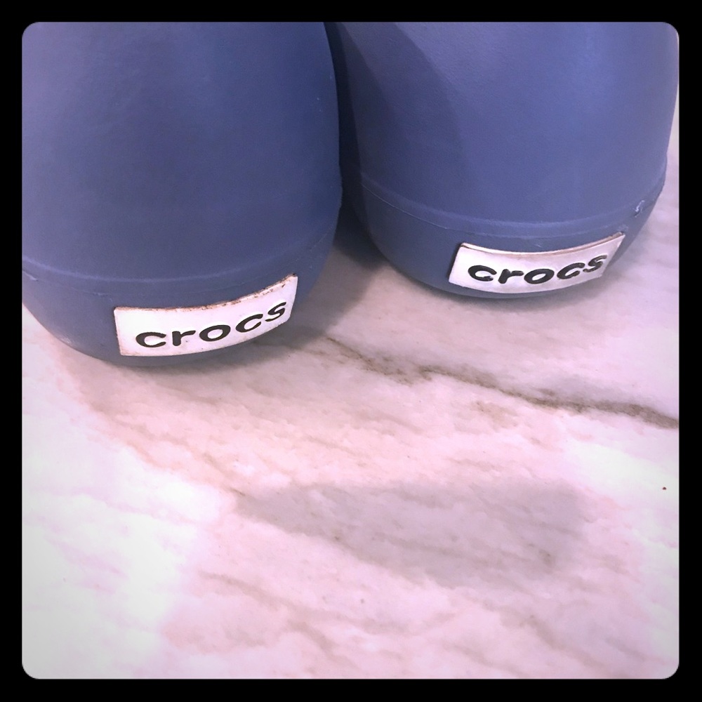 Crocs Mary Jane w white stripe light blue